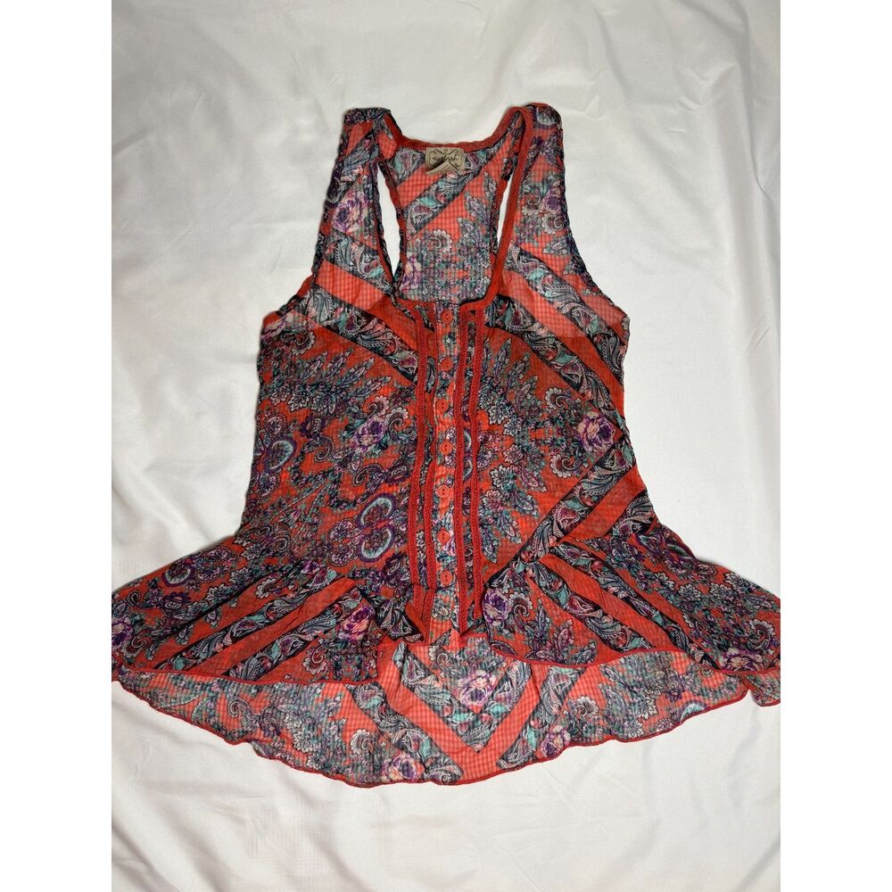 Eyelash Couture sheer paisley print tank top